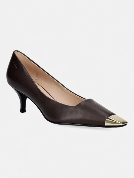 Furla pantofi cu stiletto din piele Metal Decollete maro