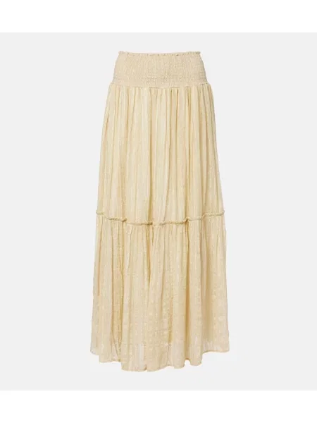 Jedwabna maksi spódnica maxi Xu Zhi w paski złota