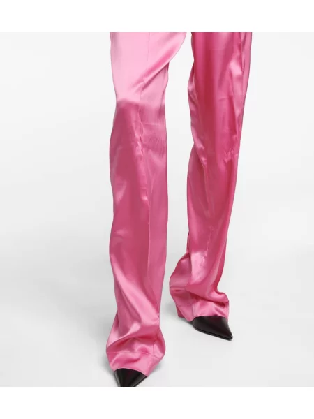 Pantaloni Tom Ford cu talie înaltă din satin roz