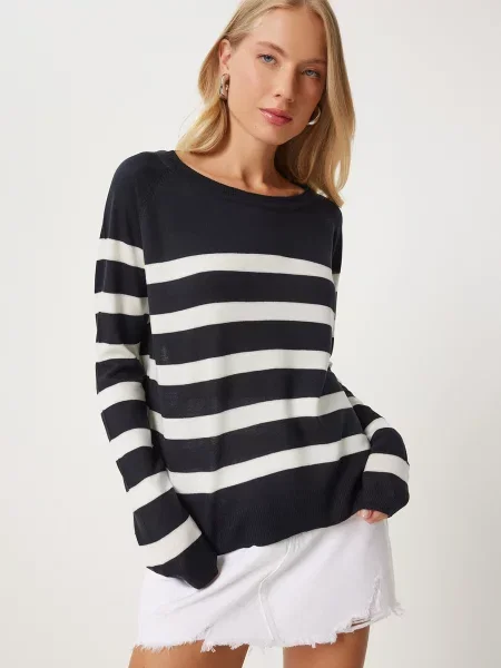 Happiness İstanbul Pulover albastru marin alb