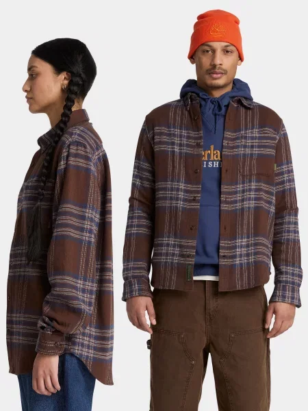 Клетчатая рубашка Timberland коричневая