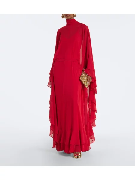 Rochie maxi De La Vali din șifon roșu