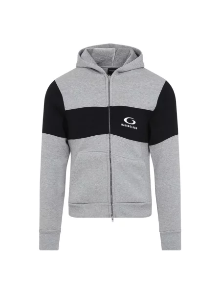 Lniana bluza z kapturem Balenciaga z kapturem szara