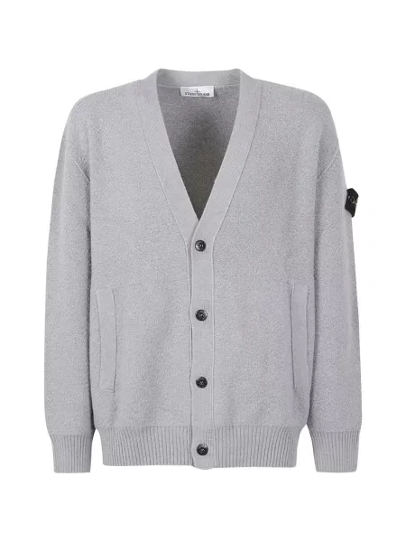 Cardigan Stone Island de lână cu strasuri gri