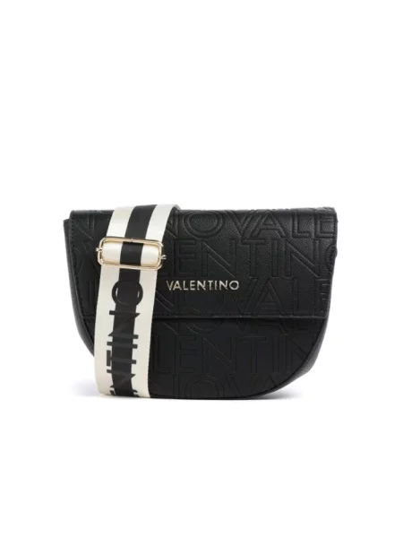 Lniana torebka Valentino Bags czarna