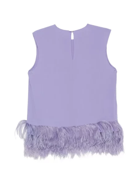 Top Solotre fără mâneci cu pene violet