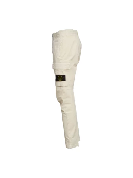 Spodnie cargo Stone Island z kamieniami białe