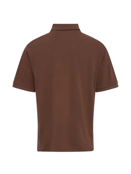 Tricou polo Vowels cu broderie maro
