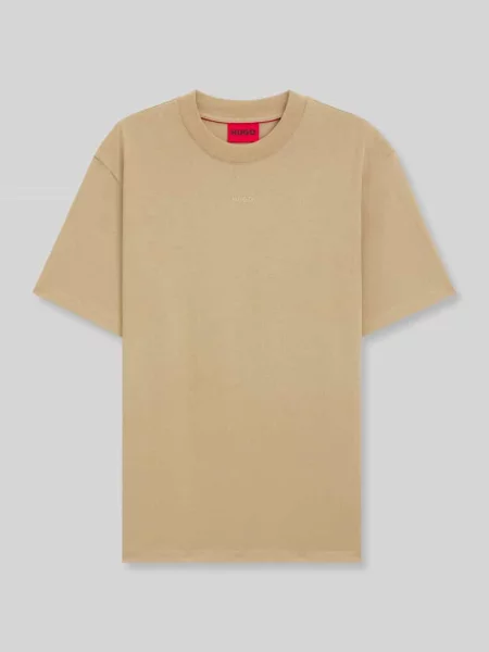 T-shirt o kroju regular fit z czystej bawełny model DAPOLINO' Hugo beżowa