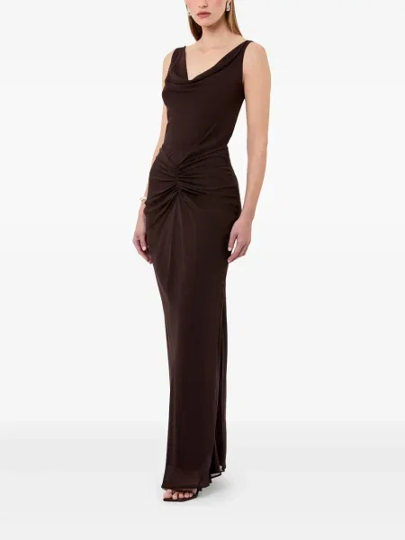 Rochie maxi Nicholas fără mâneci de costum maro