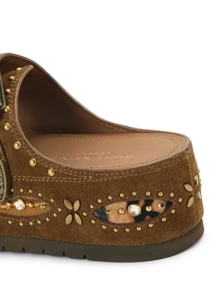 Замшевые шлепанцы Kurt Geiger London на платформе с пряжкой