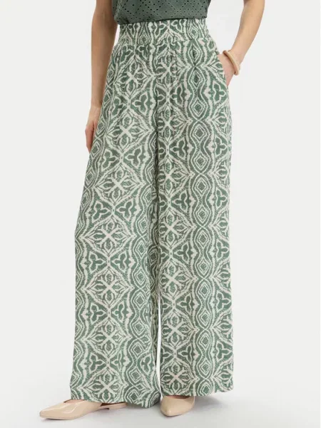 Vero Moda Medžiaginės kelnės Menny Wide Leg žalia