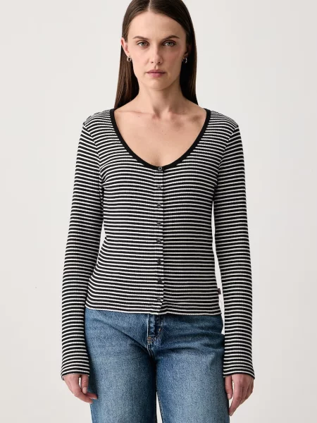 Levi's kardigan za žene od pamuka s elastanom AUSTEN BUTTON THROUGH LS crna