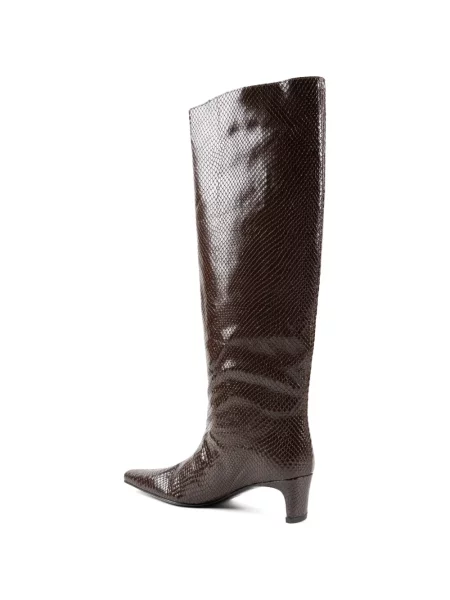 Botine Staud cu model piele de șarpe maro