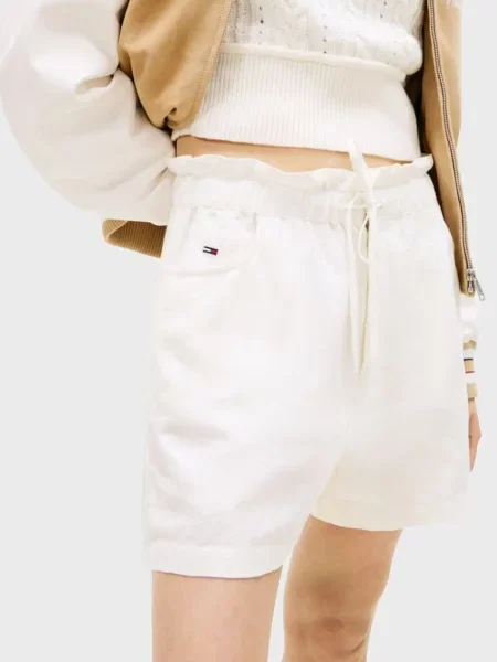 Лляні джинсові шорти Tommy Jeans білі
