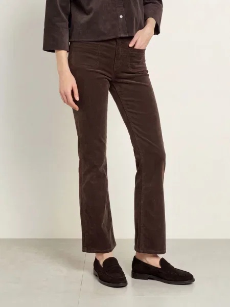 Opus Pants Kordové Kalhoty Melly Fresh tmavě hnědá