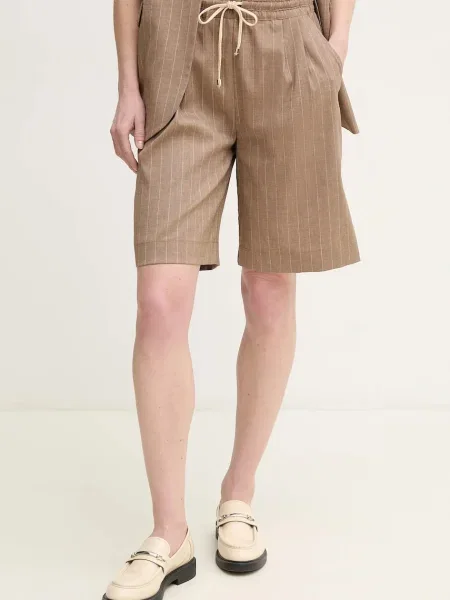 La Petite Française szorty z domieszką lnu SOLANGE beżowe