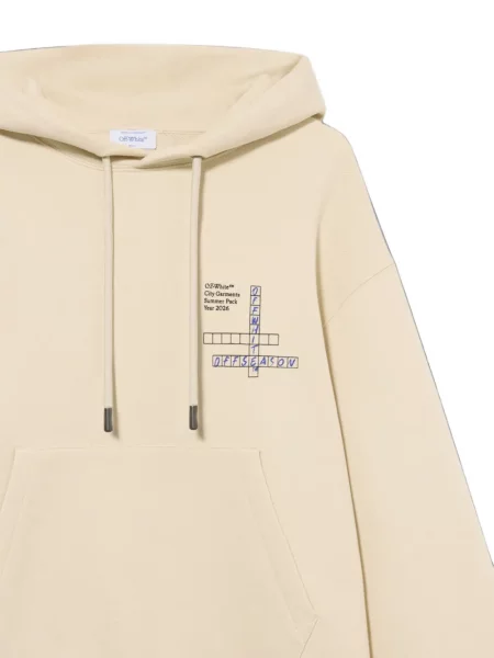 Hanorac cu glugă Off-white cu imagine cu cordon alb