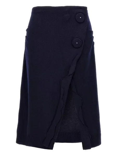 Fustă midi Prada din cașmir până la genunchi albastru