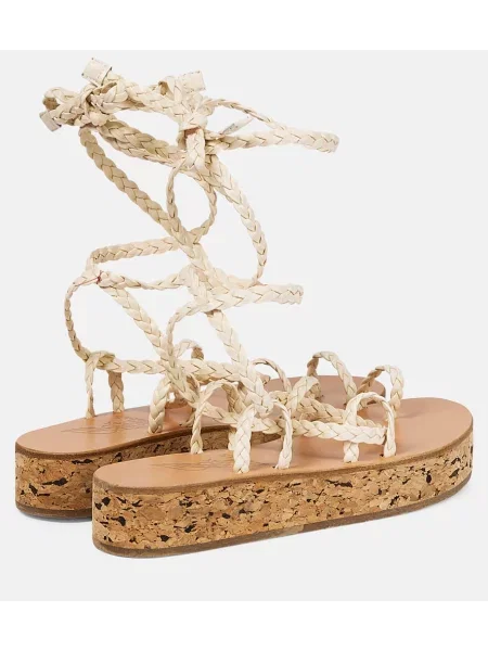 Sandale Ancient Greek Sandals din piele cu platformă bej