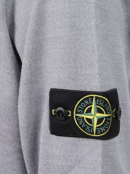 Вълнен пуловер Stone Island камъни сиво