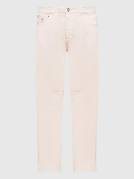 Джинси зі шкіряним патчем логотипа Brunello Cucinelli рожеві