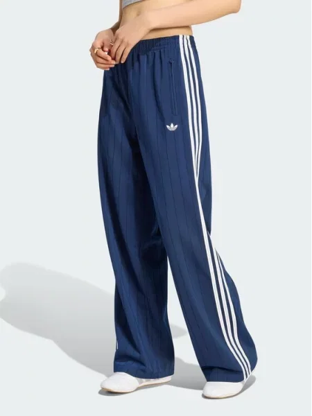 Adidas Pantaloni trening Pinstripe Firebird Loose Trackpant Bleumarin alb