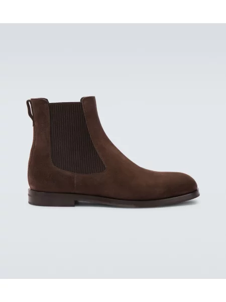 Botine chelsea Manolo Blahnik din piele de căprioară maro