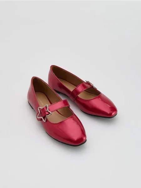 Reserved Lakované balerínky škoricovo červená