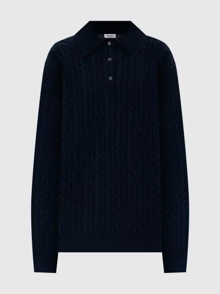 Светр з кашеміру з фактурним візерунком Miu Miu синій