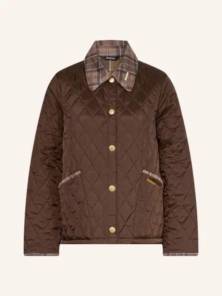 Barbour Prošívaná Bunda tmavě hnědá / velbloudí červená