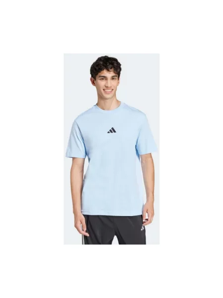 T-shirt z detalem z logo Adidas niebieska