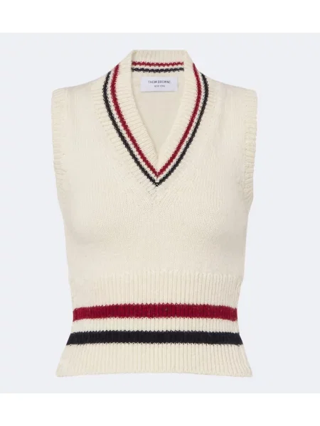 Вълнен елек Thom Browne бяло