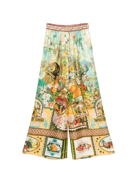 Pantaloni palazzo Camilla cu imagine verde