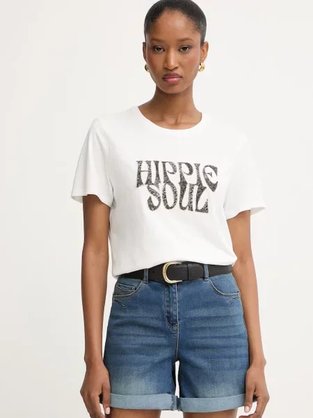 Morgan kratka majica z modalom bela