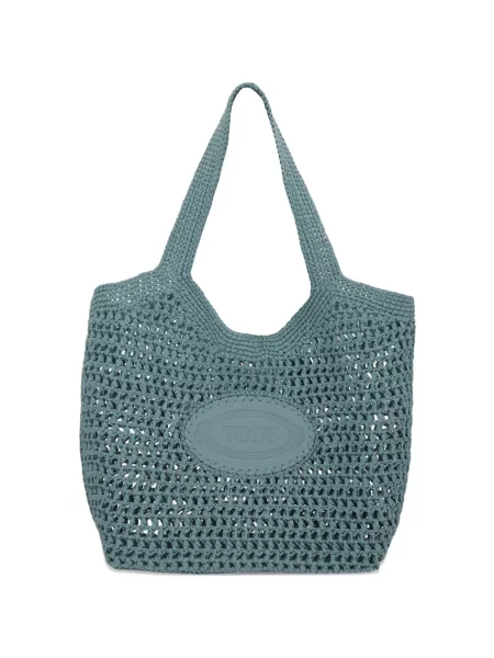 Geantă shopper Tod's tricotate cu autograf albastru
