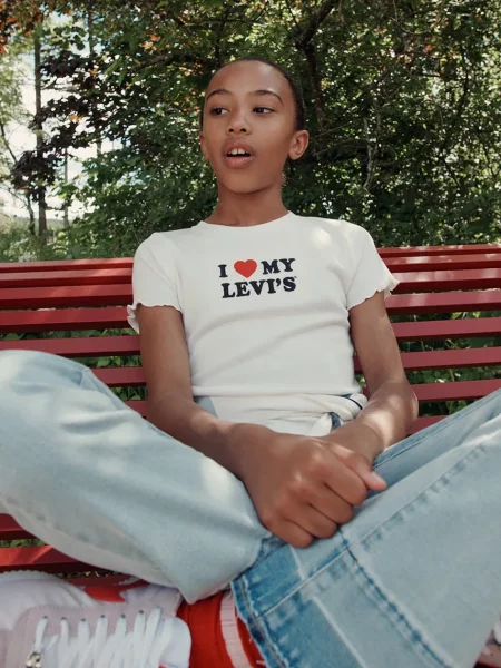 Levi's majica za djecu s pamukom I HEART MY LEVIES TOP bež