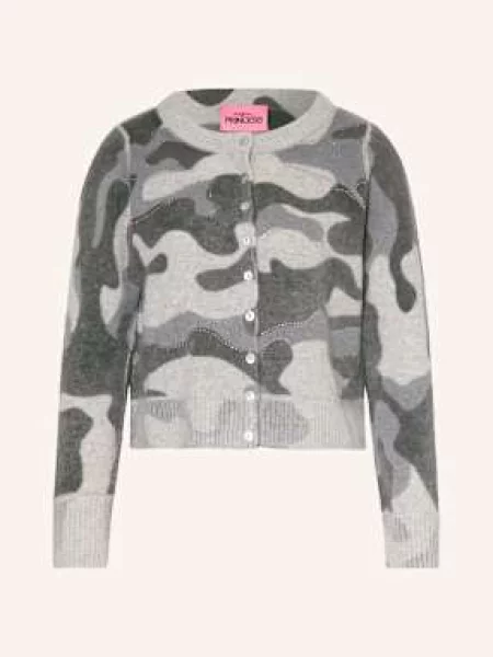 Frogbox Pletený Kardigan S Ozdobnými Kamínky šedá/ tmavě šedá/ světle šedá