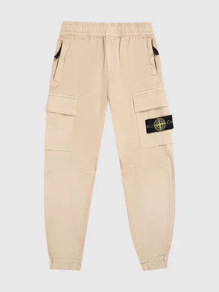 Дитячі джогери з логотипом Stone Island бежеві