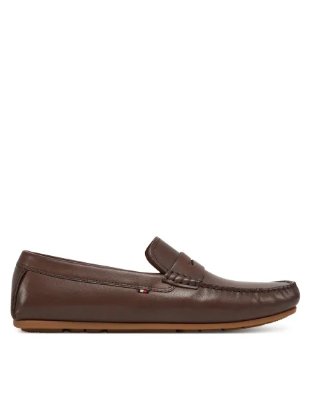 Кожени мокасини Tommy Hilfiger CORPOARTE HILFIGER LTH DRIVER кафяво