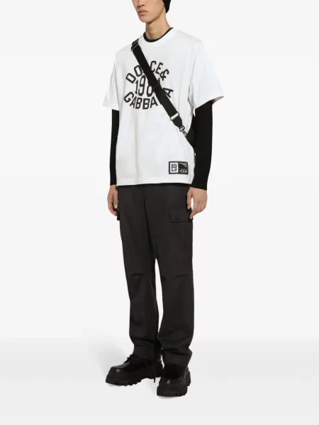 Vilnonės cargo stiliaus kelnės Dolce & Gabbana pilka
