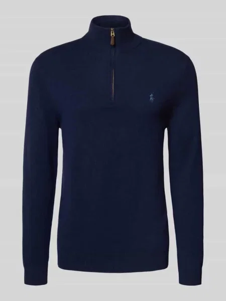 Sweter Ralph Lauren wełniany ze stójką z długim rękawem niebieski