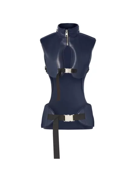 Geanta de piele Jean Paul Gaultier cu cataramă albastru