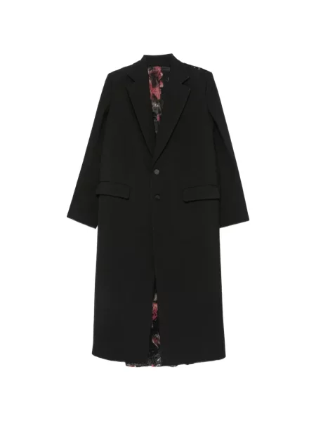 Palton Quetsche cu model floral cu imagine din tul negru