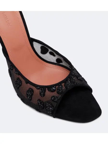 Papuci tip mules Amina Muaddi plasă negru
