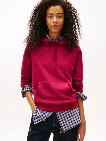 Tommy Jeans sweter z kapturem Kobiety jednolity S czerwony