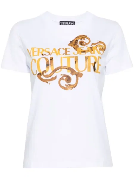 Koszulka Versace Jeans Couture z nadrukiem biała
