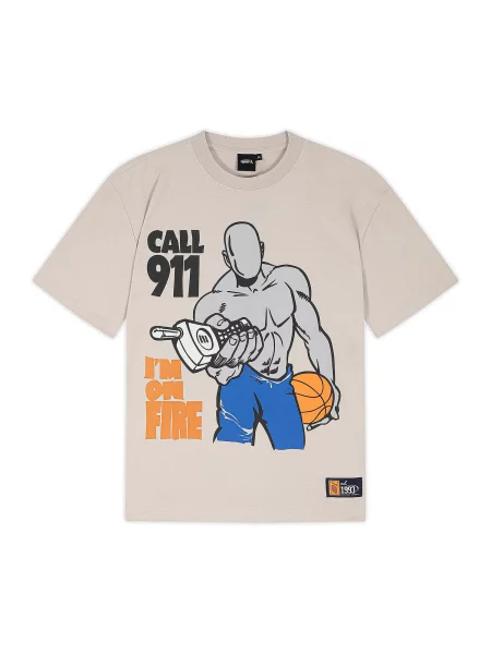 Tricou On Fire Trash Talk bej / albastru / portocaliu negru