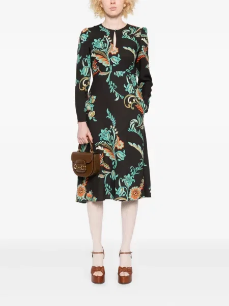 Rochie maxi Etro cu model floral cu imagine lungă negru