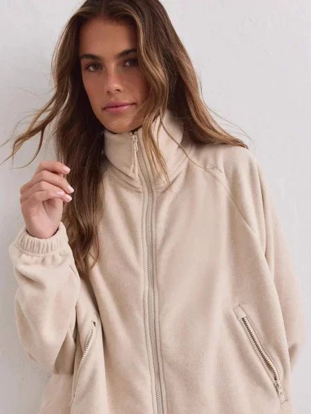Kurtka polarowa na Fleece Zip piaskowa beżowa